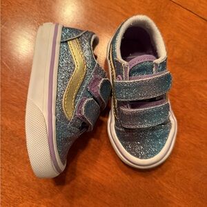 Vans Glittery Blue Purple & Gold Kids Sneakers